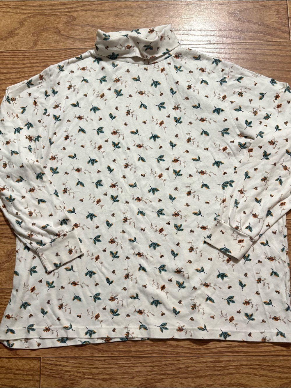 Vintage Corner Stone Fall Leaves Turtleneck Long Sleeved Shirt 22W